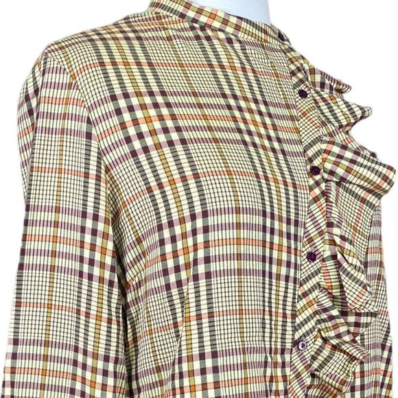 Zara Woman Button Up Ruffle Blouse Size Small - Picture 4 of 6